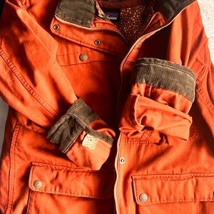 Patagonia jacket small orange red brown corduroy detail
